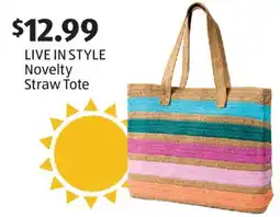 Aldi LIVE IN STYLE Novelty Straw Tote offer