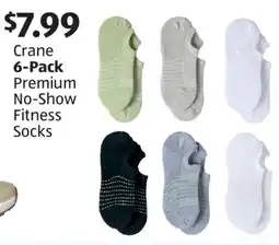 Aldi Crane 6-Pack Premium No-Show Fitness Socks offer