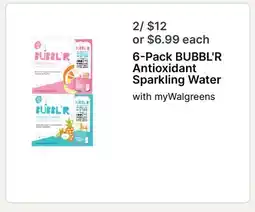 Walgreens 6-Pack BUBBL'R Antioxidant Sparkling Water offer