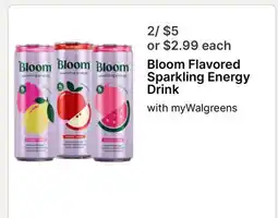Walgreens Bloom Flavored Sparkling Energy Drink offer
