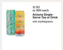 Walgreens Arizona Single-Serve Tea or Drink offer