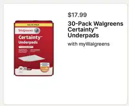 Walgreens 30-Pack Walgreens Certainty Underpads offer