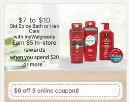 Walgreens Old Spice Bath or Hair Care offer