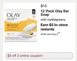 Walgreens 12-Pack Olay Bar Soap offer