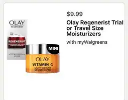 Walgreens Olay Regenerist Trial or Travel Size Moisturizers offer
