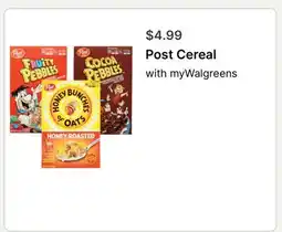 Walgreens Post Cereal offer