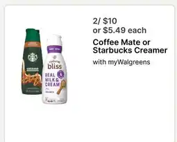 Walgreens Coffee Mate or Starbucks Creamer offer