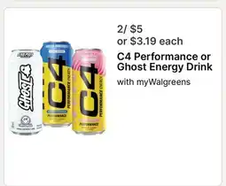 Walgreens C4 Performance or Ghost Energy Drink offer