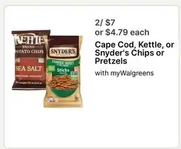 Walgreens Cape Cod, Kettle, or Snyder's Chips or Pretzels offer