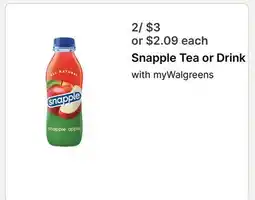 Walgreens Snapple Tea or Drink offer