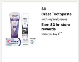 Walgreens Crest Toothpaste offer