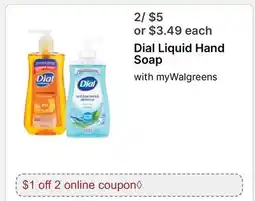 Walgreens Dial Liquid Hand Soap offer
