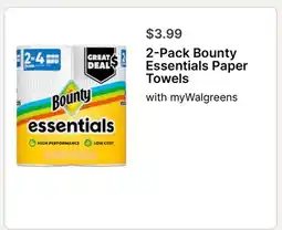 Walgreens 2-Pack Bounty Essentials Paper Towels offer