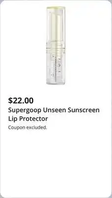 JC Penney Supergoop Unseen Sunscreen Lip Protector offer
