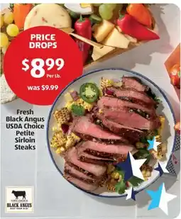 Aldi Fresh Black Angus USDA Choice Petite Sirloin Steaks offer