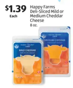 Aldi Happy Farms Deli-Sliced Mild or Medium Cheddar Cheese offer