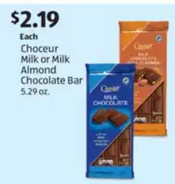 Aldi Choeur Milk or Milk Almond Chocolate Bar offer