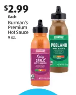 Aldi Burman's Premium Hot Sauce offer