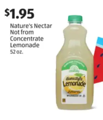 Aldi Nature's Nectar Not from Concentrate Lemonade offer
