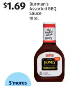 Aldi Burman's Assorted BBQ Sauce offer