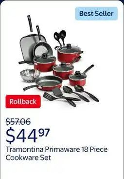 Walmart Tramontina Primaware 18 Piece Non-stick Cookware Set, Red offer