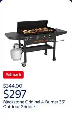 Walmart Blackstone Original Outdoor Griddle, 4-Burner 36 Flat Top Grill with Hard Cover, Black offer