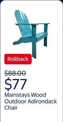 Walmart Mainstays Wood Outdoor Adirondack Chair, Turquoise Blue offer