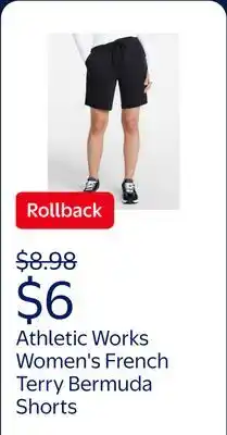 Walmart Athletic Works Women's and Women's Plus French Terry Bermuda Shorts offer