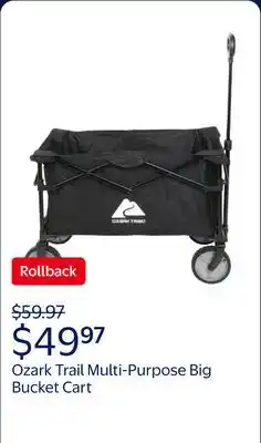Walmart Ozark Trail Multi-Purpose Big Bucket Cart, Black Wagon offer