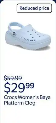 Walmart Crocs Women's Baya Platform Clog offer
