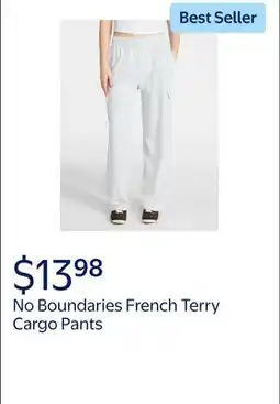 Walmart No Boundaries French Terry Cargo Pants, 30 Inseam, Women's offer