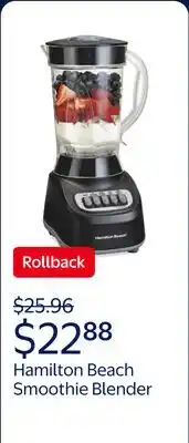 Walmart Hamilton Beach Smoothie Blender for Kitchen, 48 oz Jar for Smoothies and Shakes, Black offer