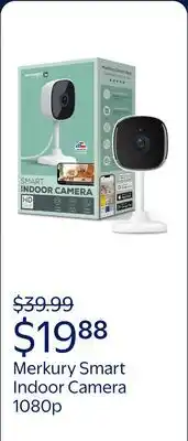 Walmart Merkury Smart Indoor Camera 1080p - Wi-Fi Security Cam with Night Vision, White (1-Pack) offer