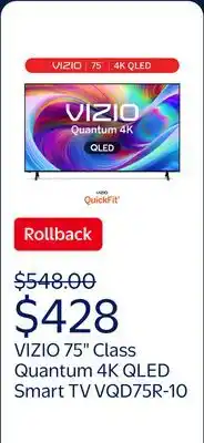 Walmart VIZIO 75 Class Quantum 4K QLED HDR Smart TV (VQD75R-10) offer
