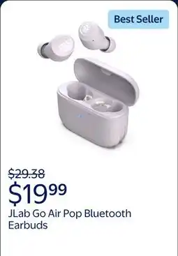 Walmart JLab Go Air Pop Bluetooth Earbuds, True Wireless with Charging Case offer