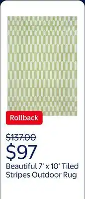 Walmart Beautiful 7' x 10' Tiled Stripes Outdoor Rug by Drew Barrymore offer