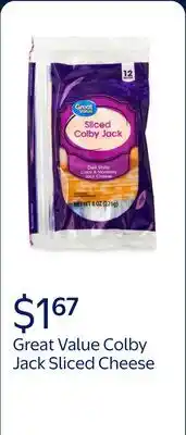 Walmart Great Value Colby Jack Deli Style Sliced Cheese offer