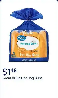 Walmart Great Value Hot Dog Buns, White offer