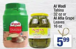 Super King Markets Al Wadi Tahina 32 oz or Al Afi a Grape Leaves 16 oz offer