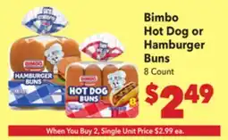 Vallarta Supermarkets Bimbo Hot Dog or Hamburger Buns offer