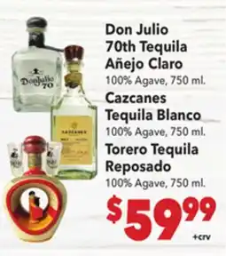 Vallarta Supermarkets Don Julio 70th Tequila Añejo Claro offer