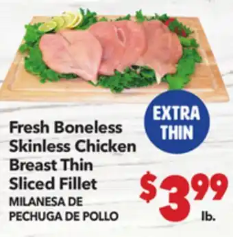 Vallarta Supermarkets Fresh Boneless Skinless Chicken Breast Thin Sliced Fillet offer
