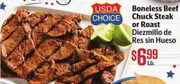 Vallarta Supermarkets Boneless Beef Chuck Steak or Roast/Diezmillo de Res sin Hueso offer