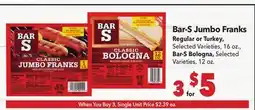 Vallarta Supermarkets Bar-S Jumbo Franks offer