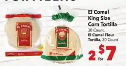 Vallarta Supermarkets El Comal King Size Corn Tortilla, 30 Count, El Comal Flour Tortilla, 20 Count offer