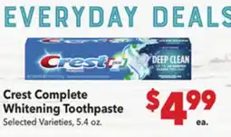 Vallarta Supermarkets Crest Complete Whitening Toothpaste offer