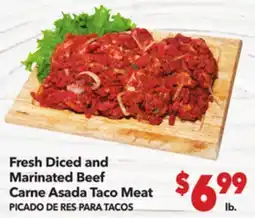 Vallarta Supermarkets Fresh Diced and Marinated Beef Carne Asada Taco Meat offer