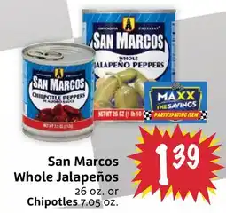 Foodmaxx San Marcos Whole Jalapeños 26 oz. or Chipotles 7.05 oz offer