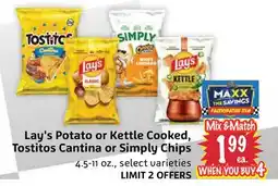 Foodmaxx Lay's Potato or Kettle Cooked, Tostitos Cantina or Simply Chips offer