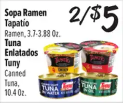 El Super Sopa Ramen Tapatío Ramen, 3.7-3.88 Oz. Tuna Enlatados Tuny Canned Tuna, 10.4 Oz offer